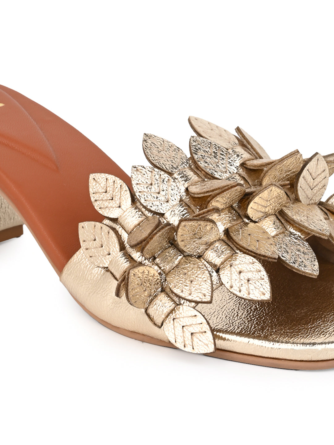 Hydes N Hues Gold Leaf Block Heel Sandal for Women