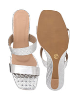 Hydes N Hues Silver Small Wedge Heel Sandal For Women