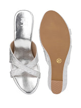 Hydes N Hues Silver Wedge Heel Sandal For Women