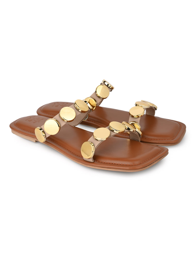 Hydes N Hues Golden coin Open toe Flats For Women