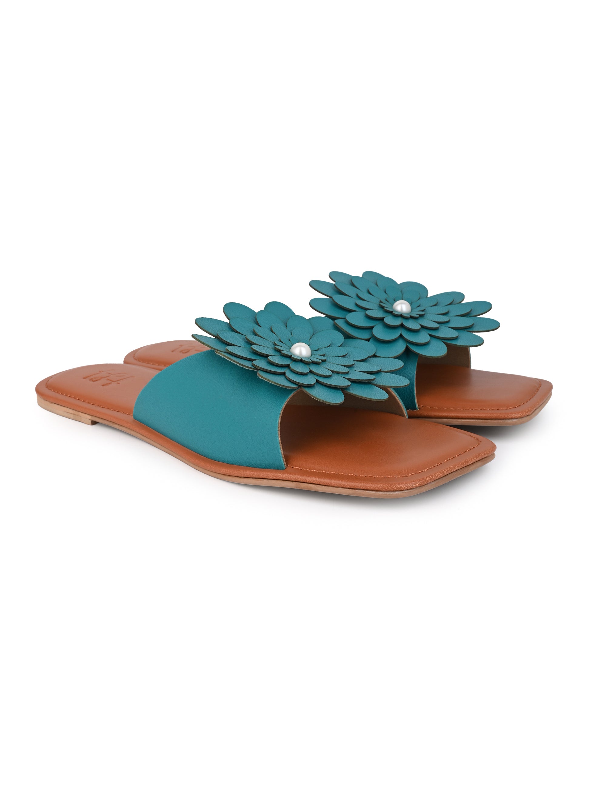 Hydes N Hues Women Teal Blue Flat Sandal