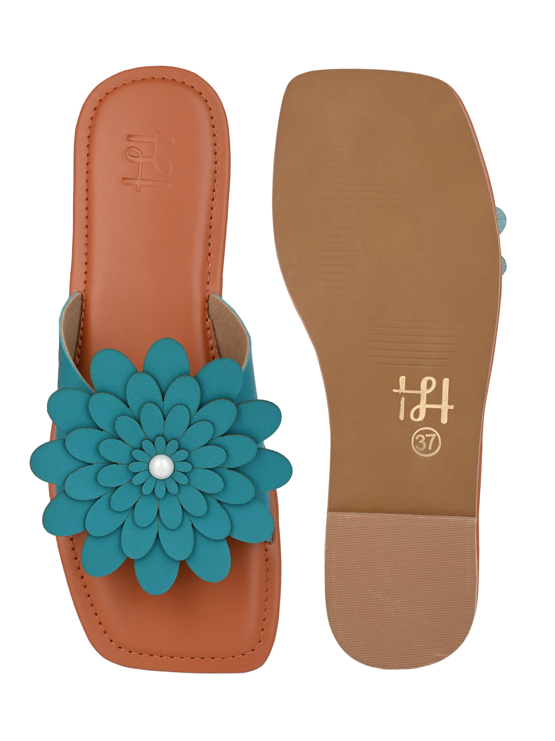 Hydes N Hues Women Teal Blue Flat Sandal