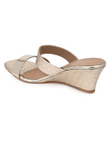 Hydes N Hues Gold Small Wedge Heel Sandal For Women