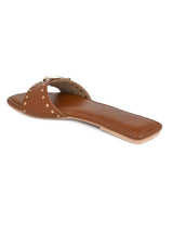 Hydes N Hues Tan Buckle Flats For Women