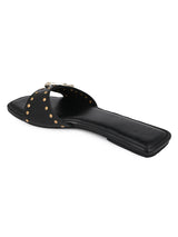 Hydes N Hues Black Buckle Flats For Women