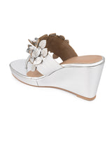 Hydes N Hues Silver Leaf Wedge Heel Sandal for Women
