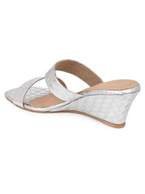 Hydes N Hues Silver Small Wedge Heel Sandal For Women