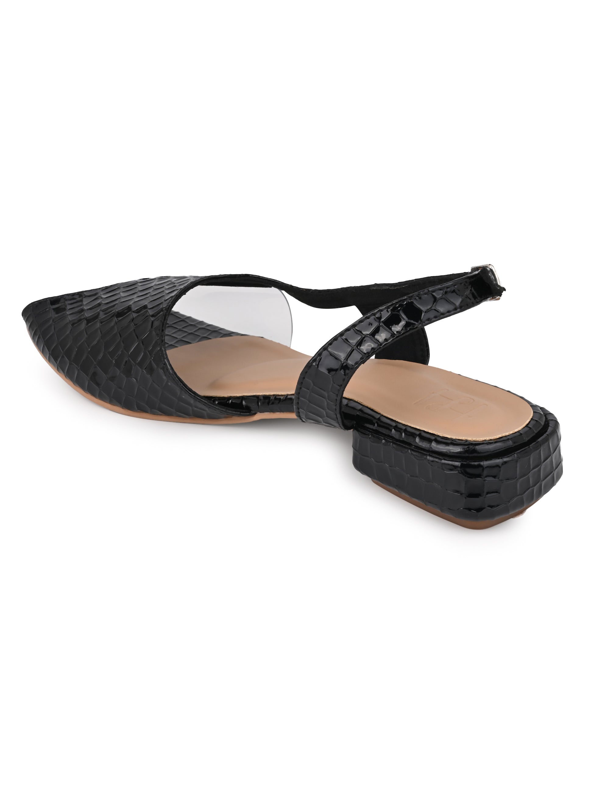 Hydes N hues Black Open Toe Flats For Women