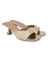 Hydes N Hues Gold Kitten Heel Sandal For Women