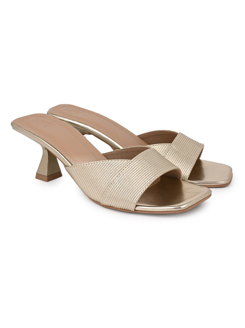 Hydes N Hues Gold Kitten Heel Sandal For Women