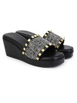 Hydes N Hues Blak Wedge Heel Sandal For Women