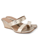 Hydes N Hues Gold Small Wedge Heel Sandal For Women