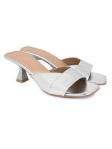 Hydes N Hues Silver Kitten Heel Sandal For Women