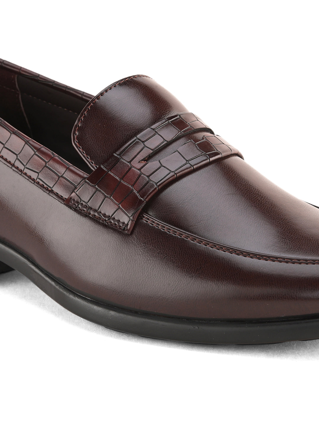 Hydes N Hues Brown Semi-Textured Slip-Ons For Men