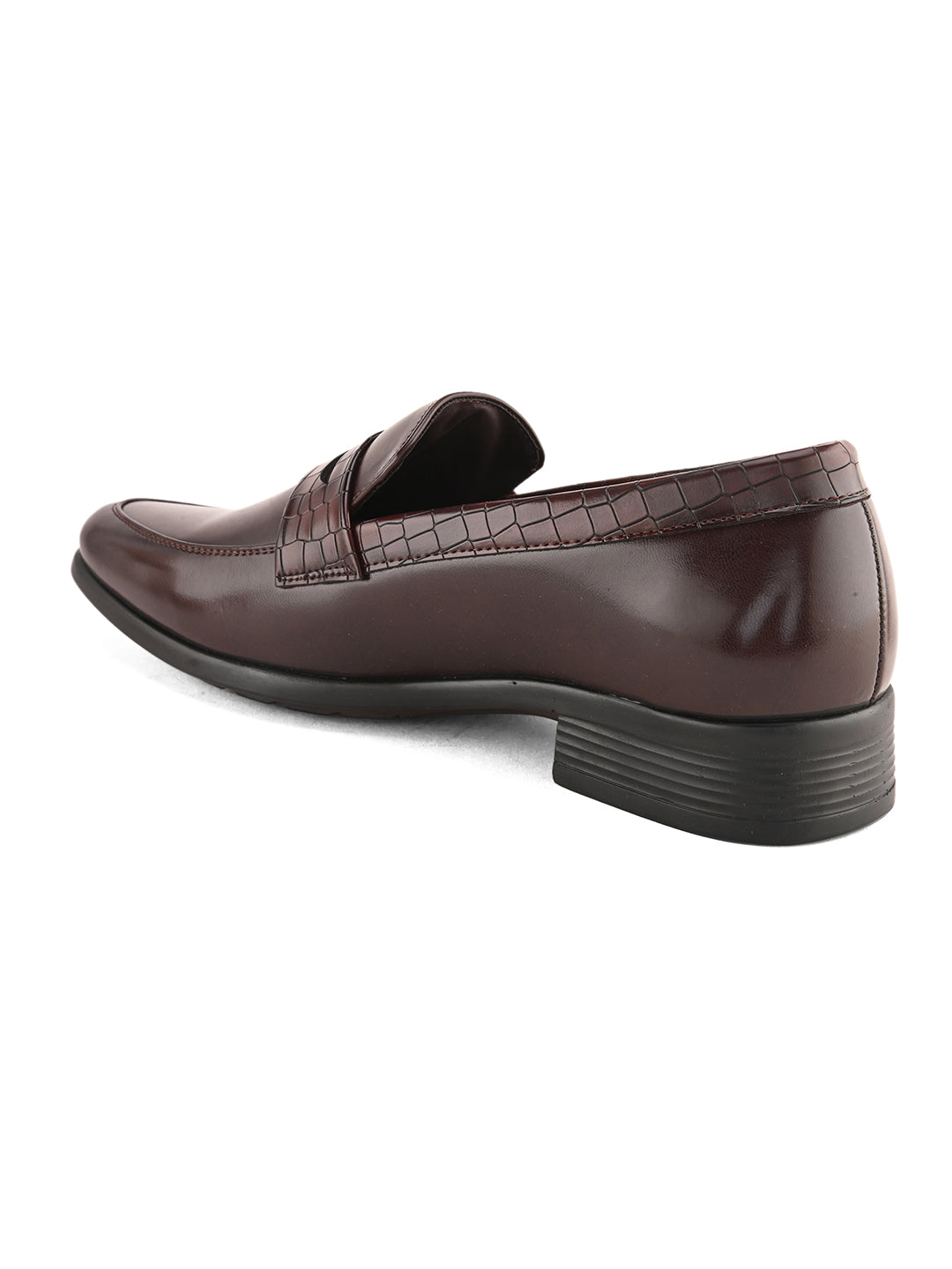 Hydes N Hues Brown Semi-Textured Slip-Ons For Men