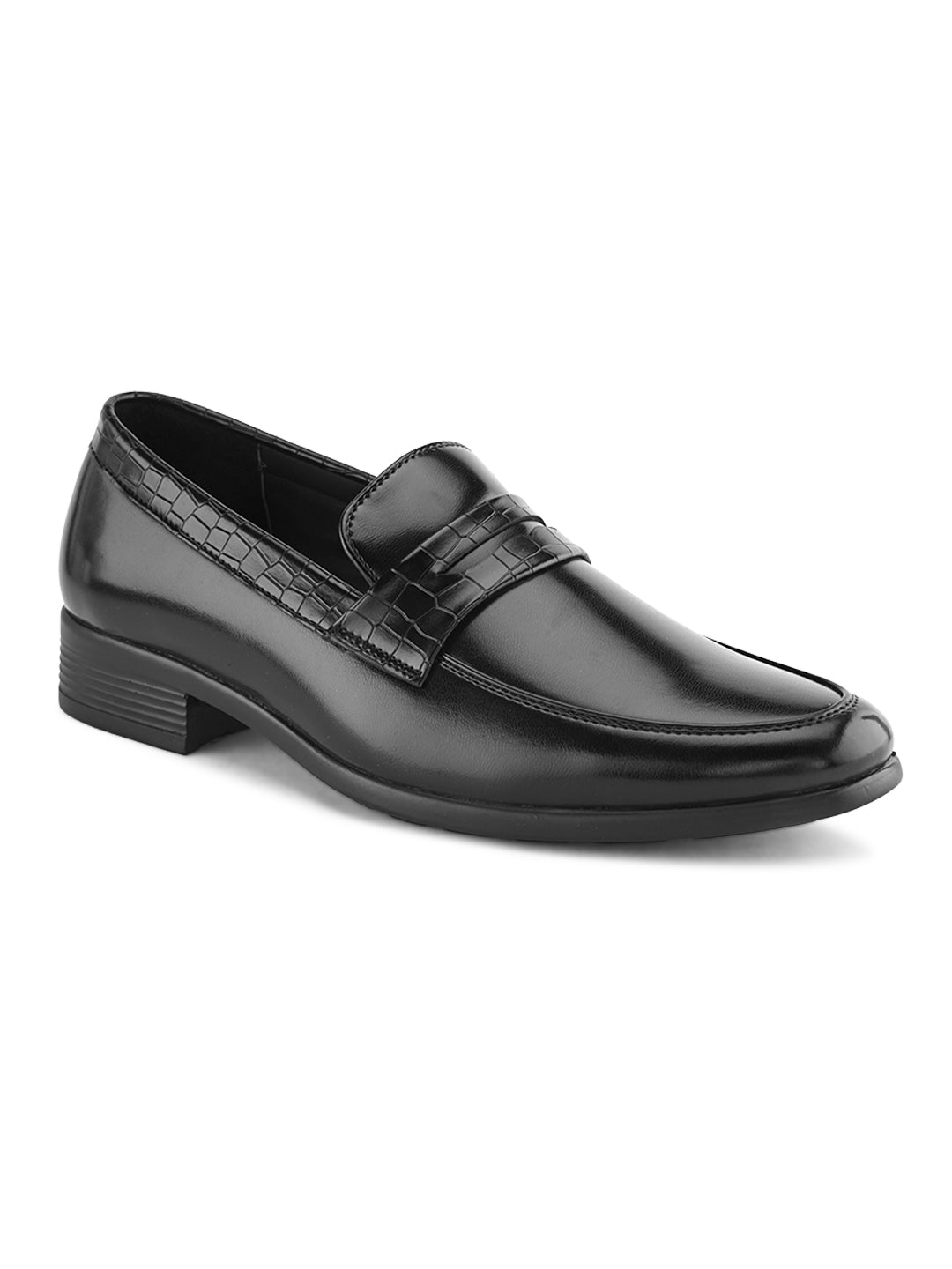 Hydes N Hues Black Semi-Textured Slip-Ons For Men