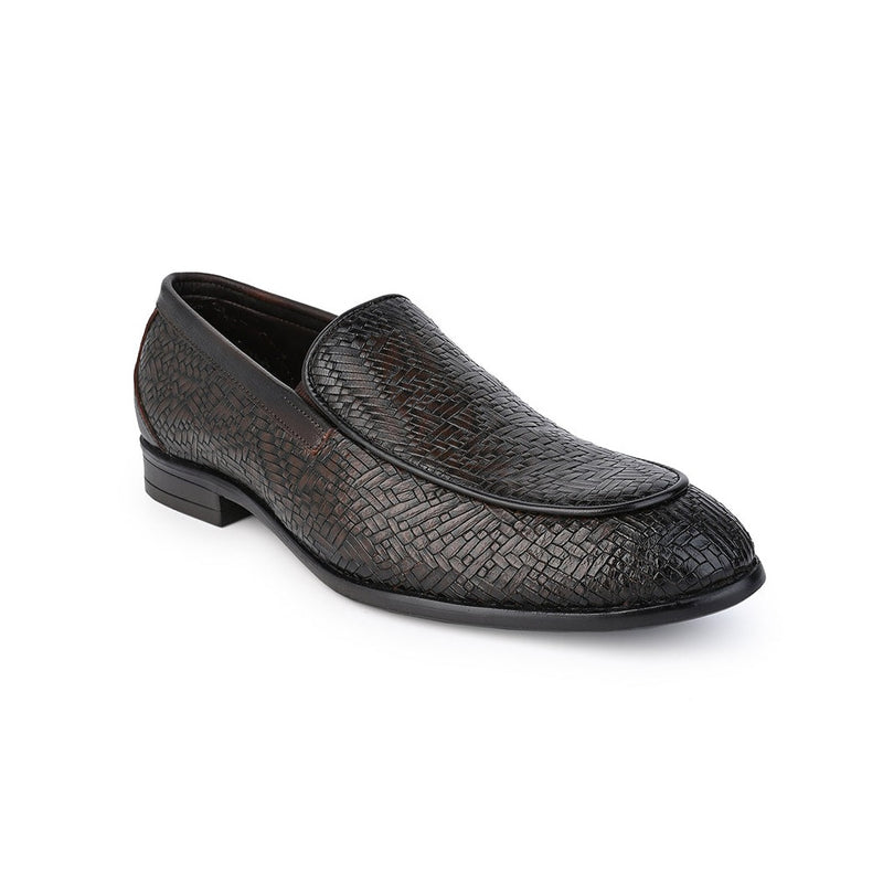 Hydes N Hues Men Brown Leather Formal Slip-Ons