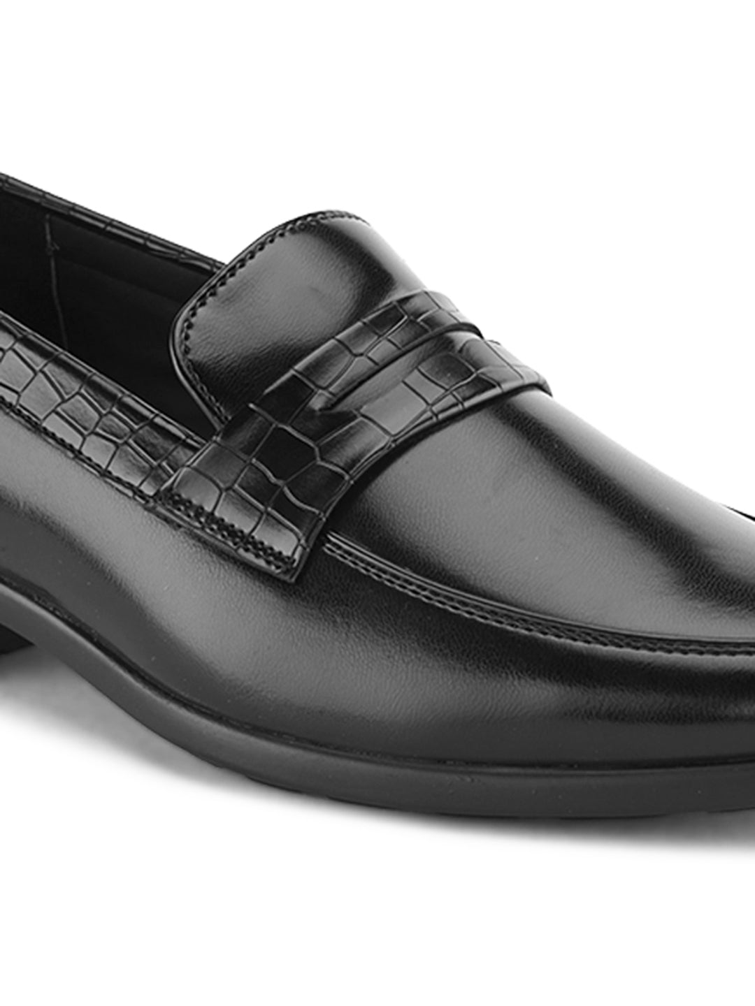 Hydes N Hues Black Semi-Textured Slip-Ons For Men
