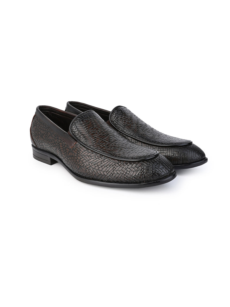 Hydes N Hues Men Brown Leather Formal Slip-Ons