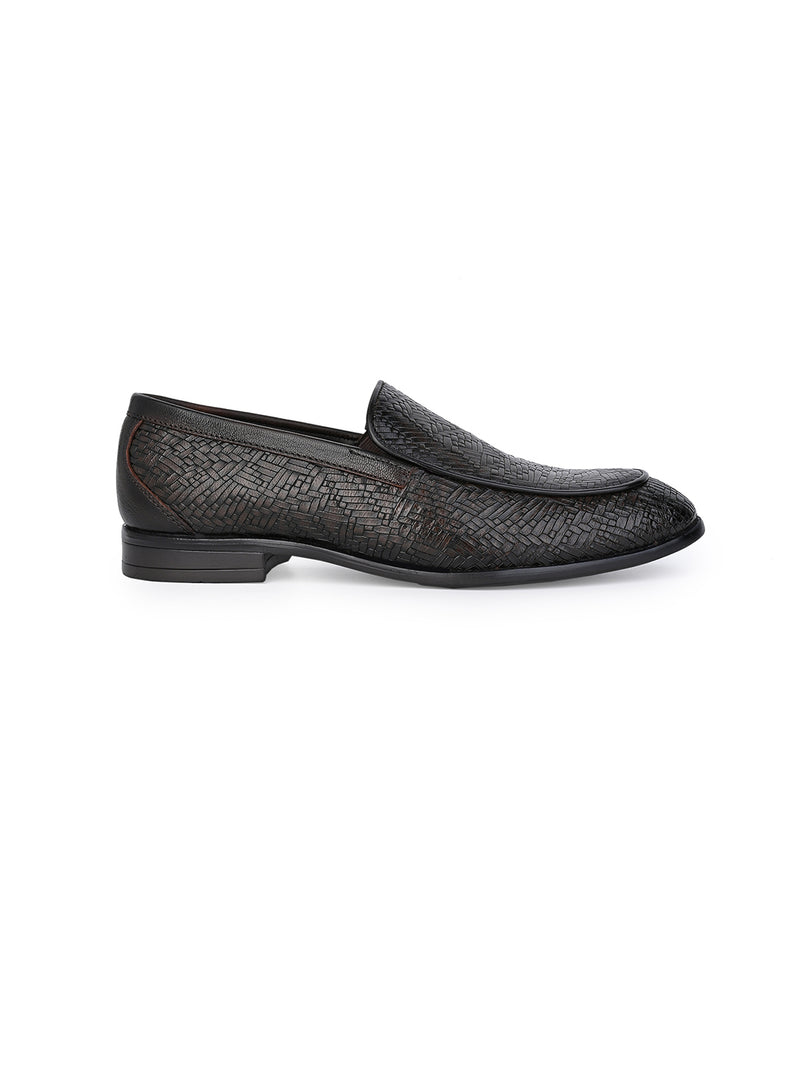 Hydes N Hues Men Brown Leather Formal Slip-Ons