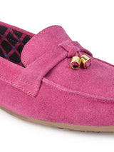 Hydes N Hues Hot Pink Suede Moccasins