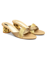 Hydes N Hues Women Classy Golden Block Heel Sandals