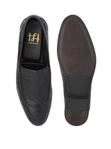 Hydes N Hues Men Black Leather Formal Slip-Ons