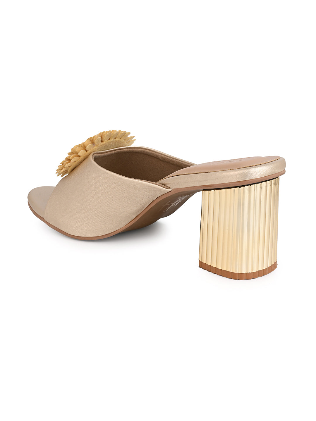 Hydes N Hues Gold Block Heels Comfort Sandal