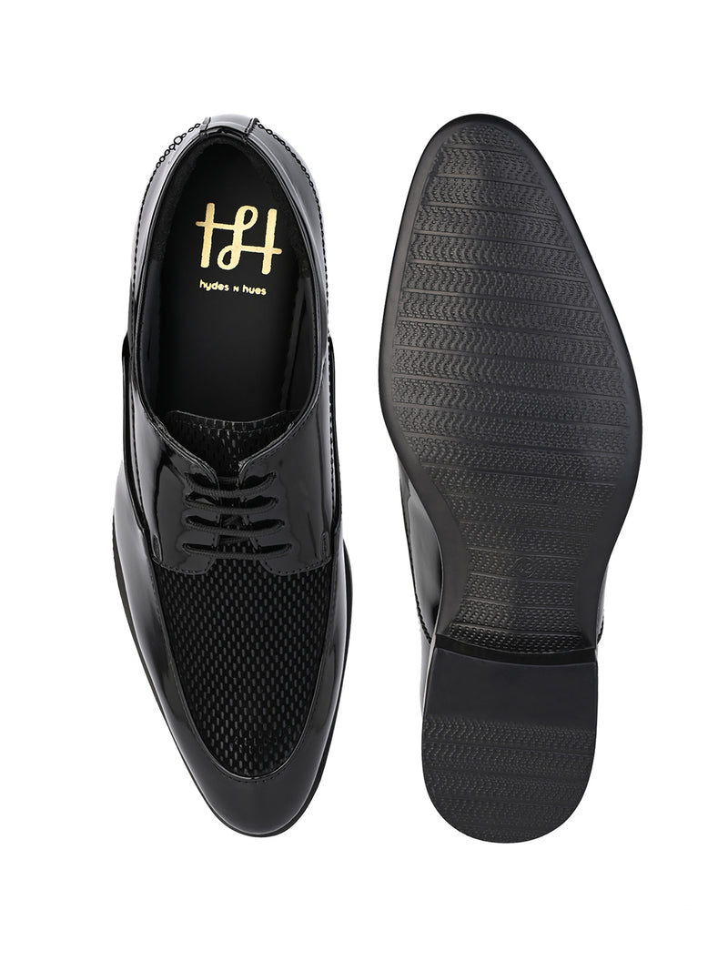 Hydes N Hues Men Black Patent Lace-ups