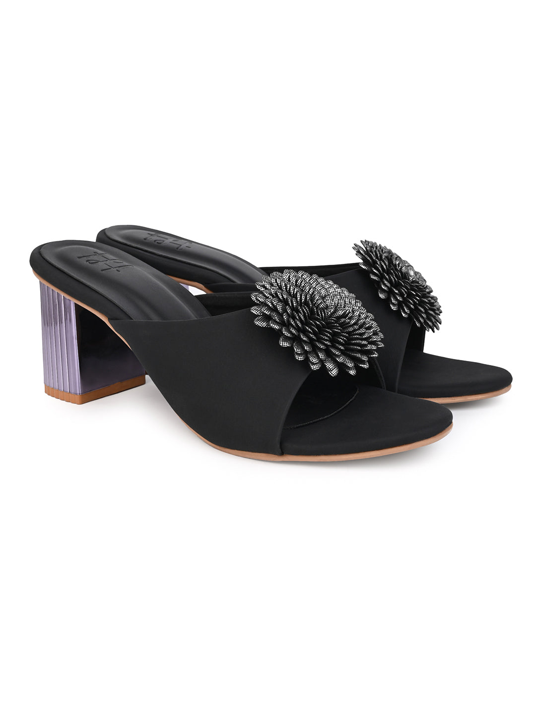 Hydes N Hues Black Block Heels Comfort Sandal