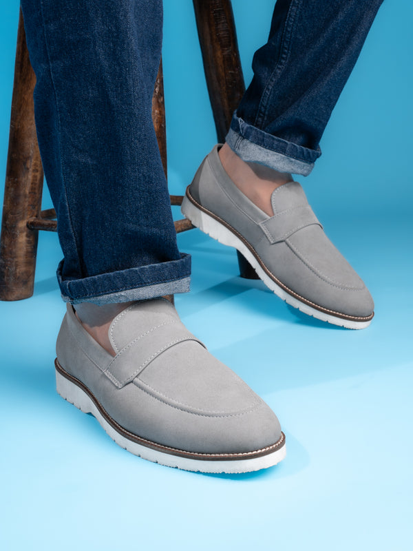 Hydes N Hues Men Slip-On Grey Casual Shoes