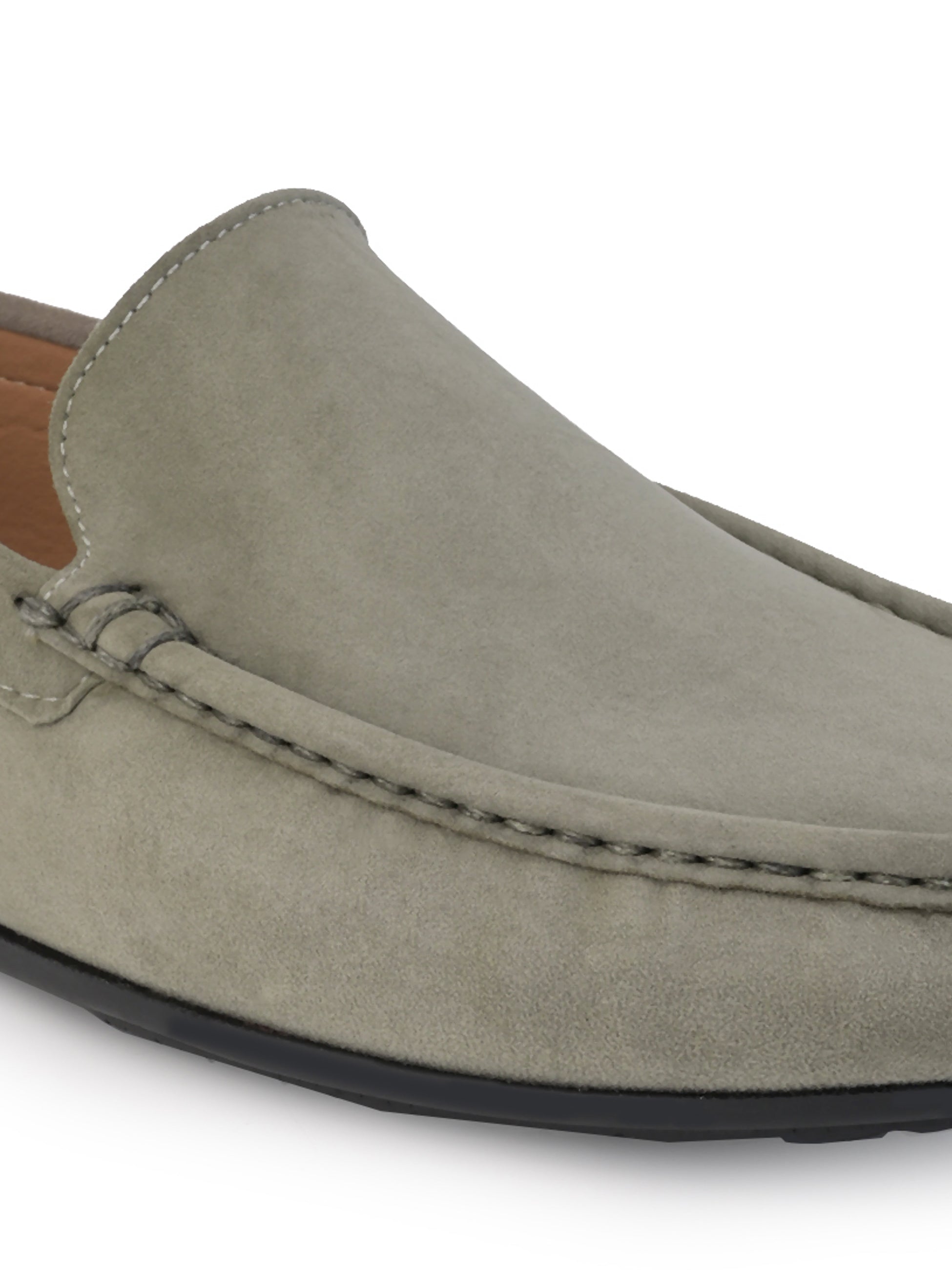Hydes N Hues Olive Suede Leather Casual Loafers For Men