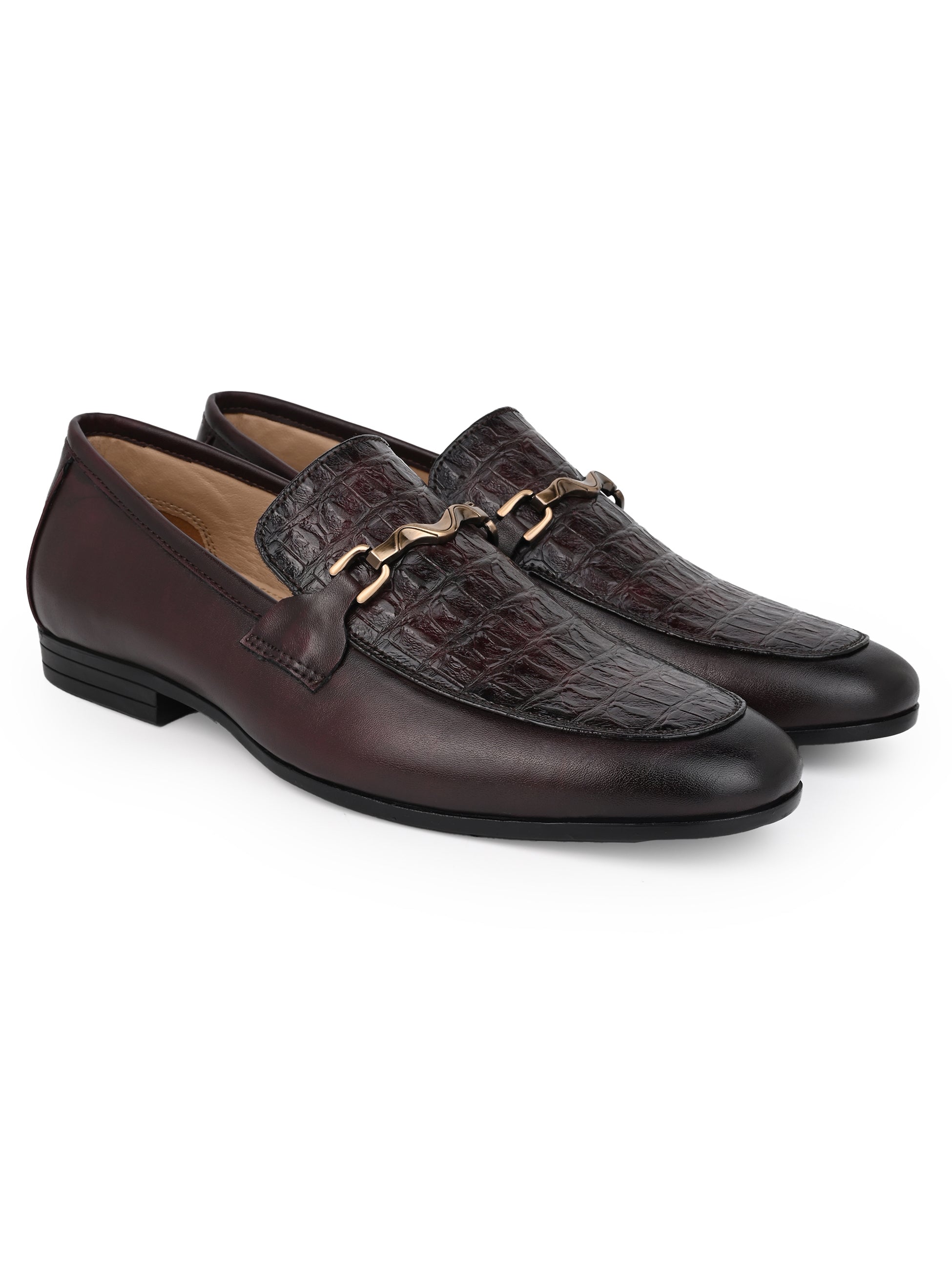 Hydes N Hues Men Brown Textured Loafers