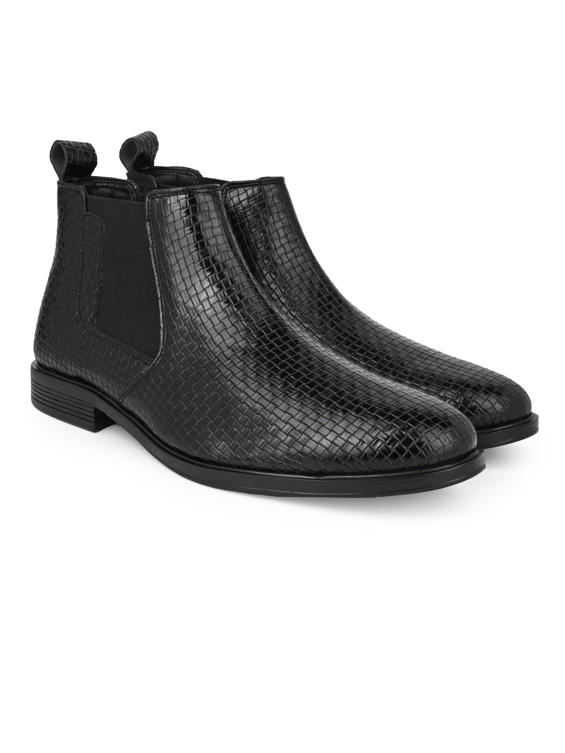 Hydes N Hues Men Black Textured Boots