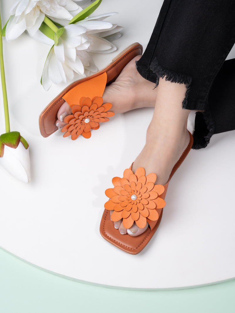Hydes N Hues Women Orange Flats Sandal