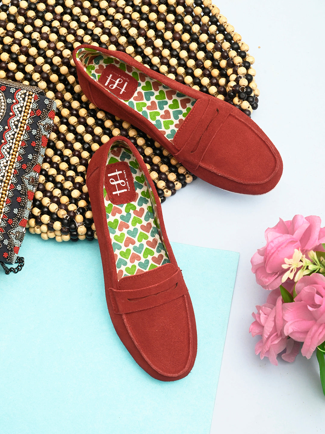 Hydes N Hues Red Moccasins For Women