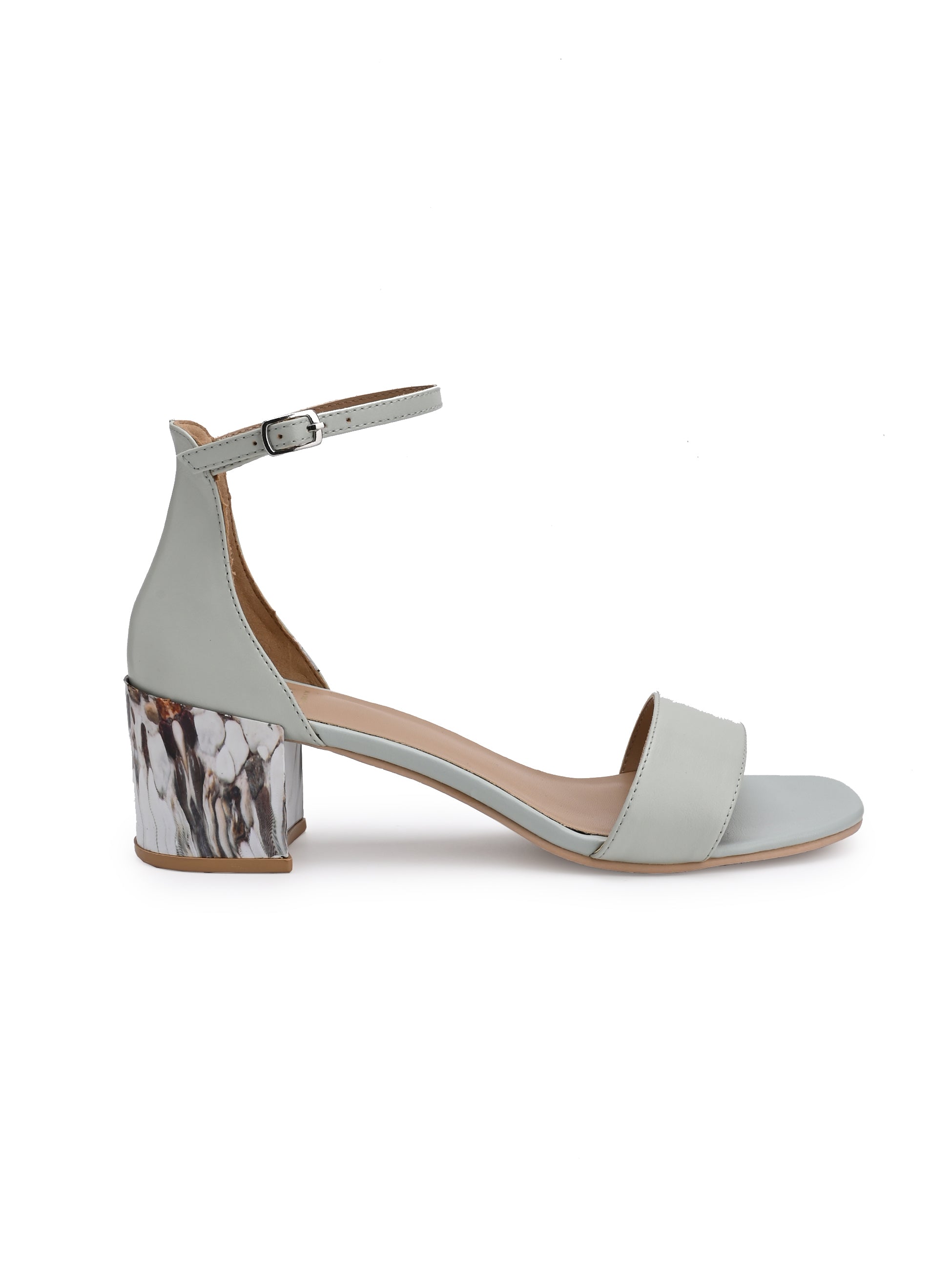 Hydes N Hues Mint Green Block Pumps with Stone Finish Heels