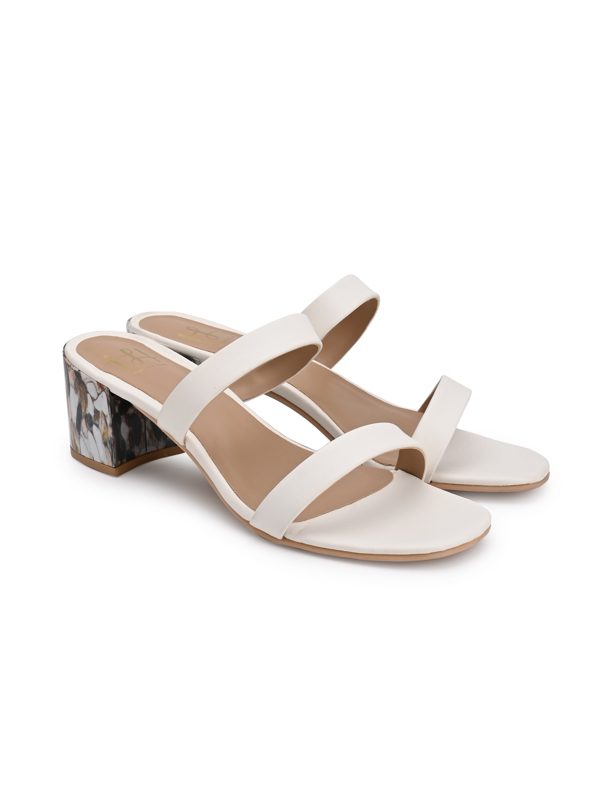 Hydes N Hues White Block Heels