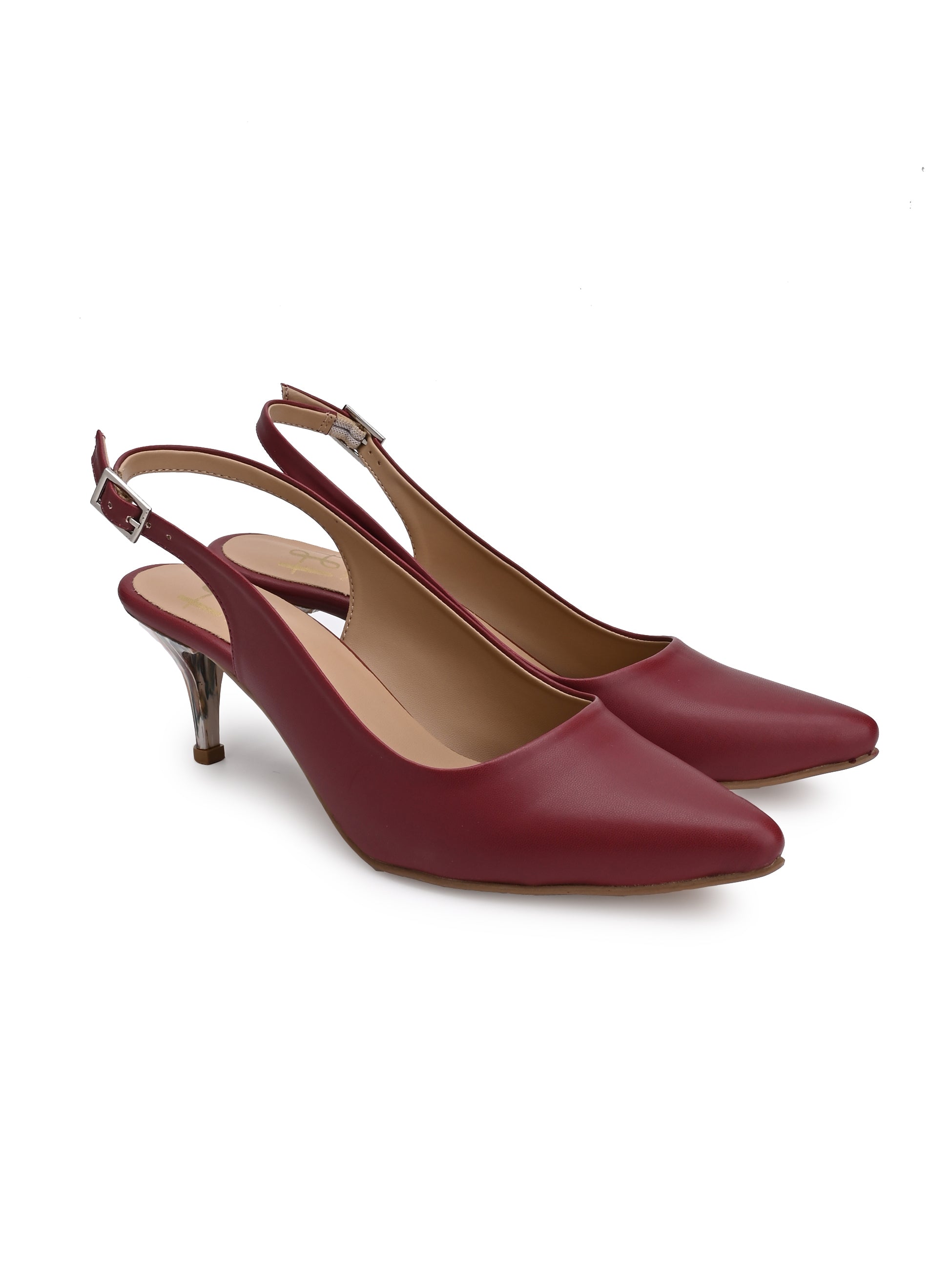 Hydes N Hues Maroon Stone Finished Kitten Heels
