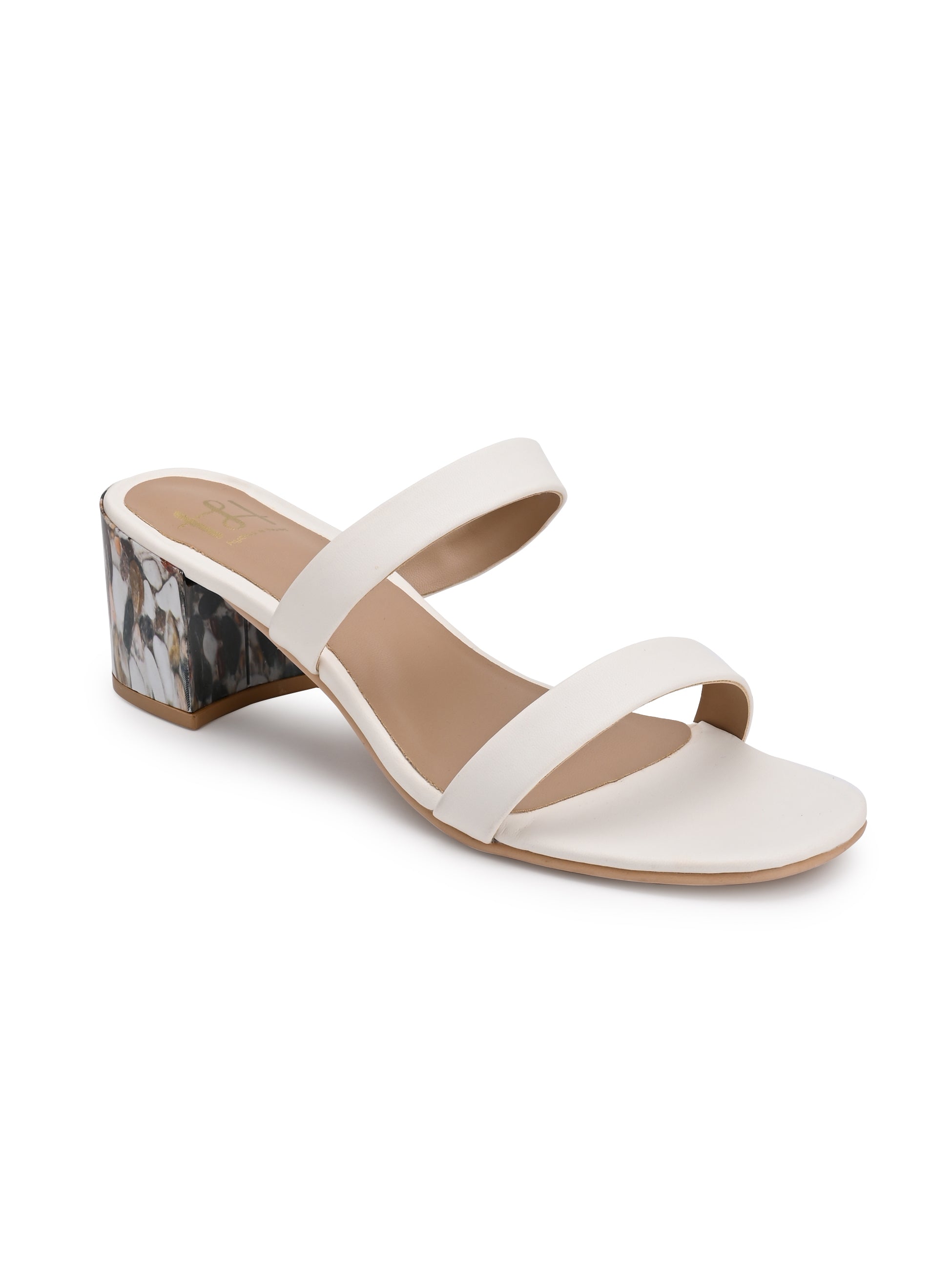 Hydes N Hues White Block Heels