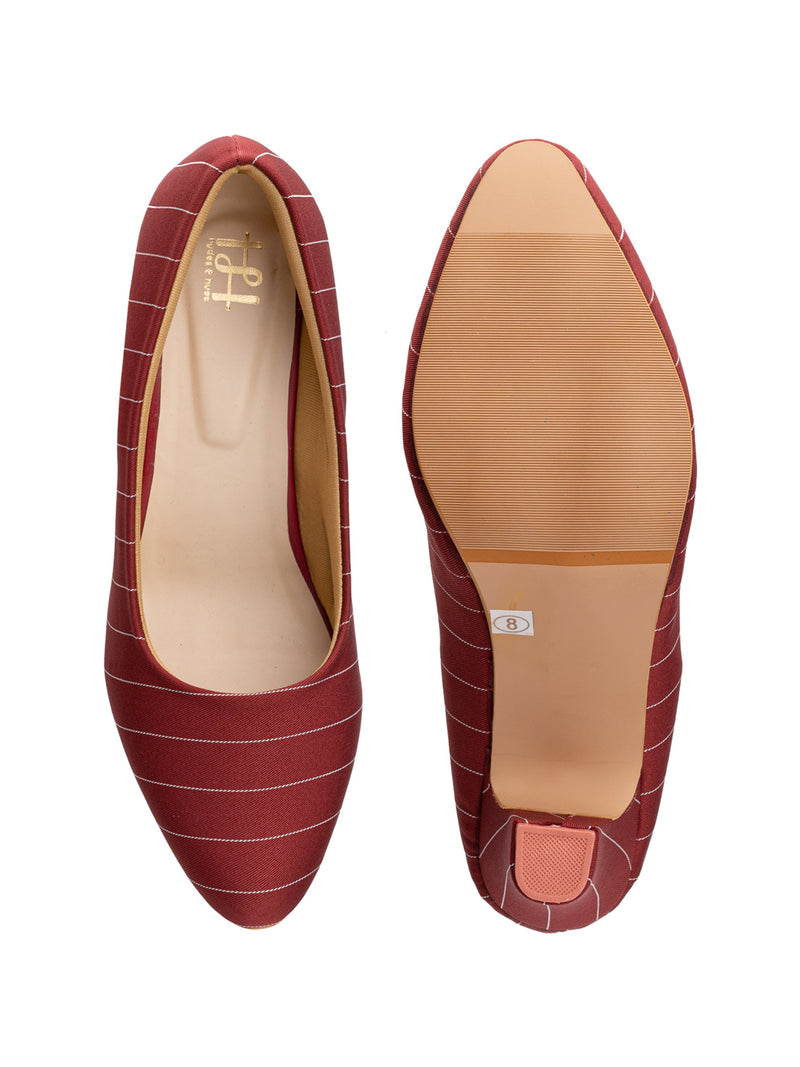 Hydes N Hues Women Red Striped Pumps