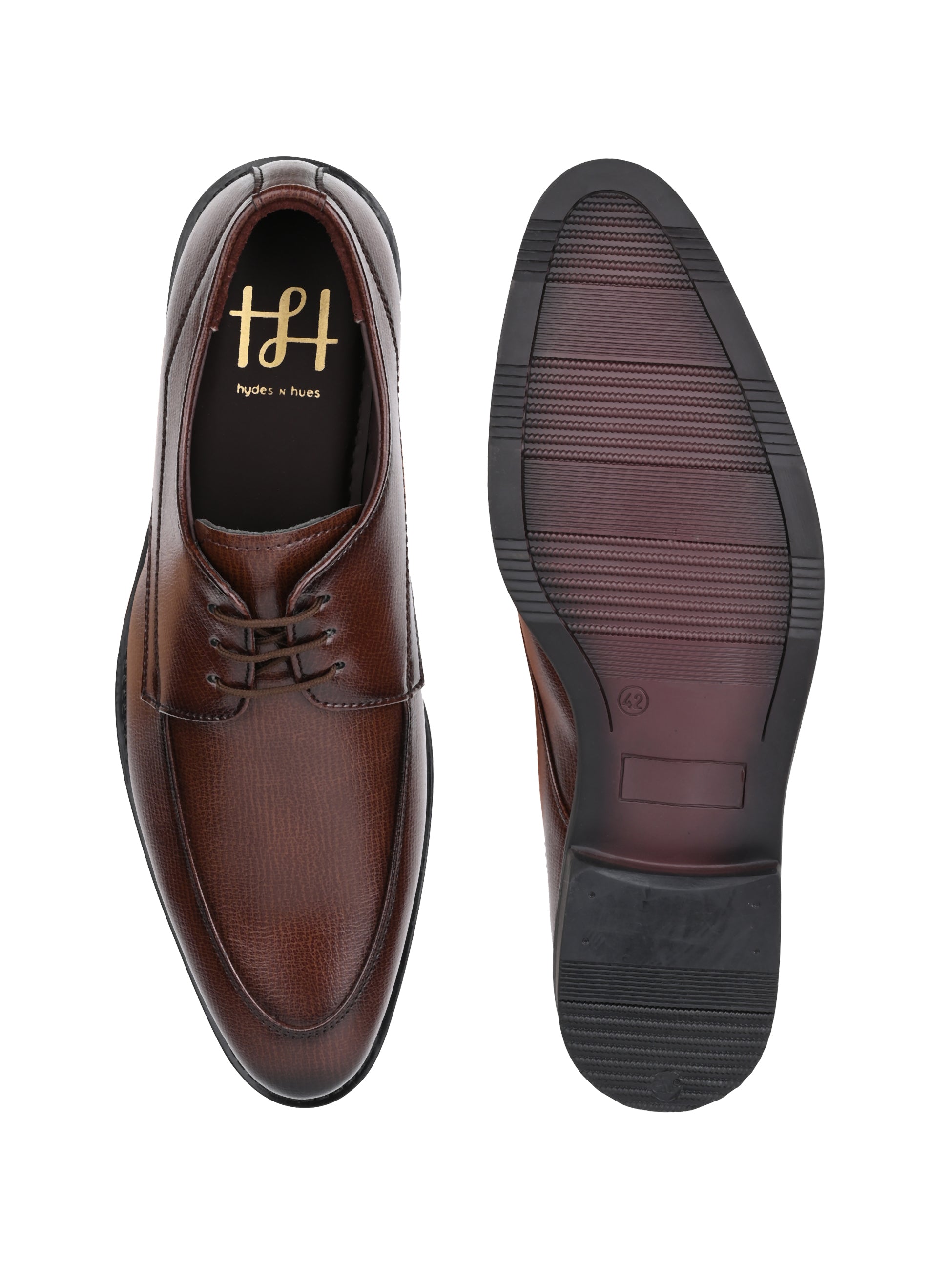 Hydes N Hues Men Brown Printed Lace-ups