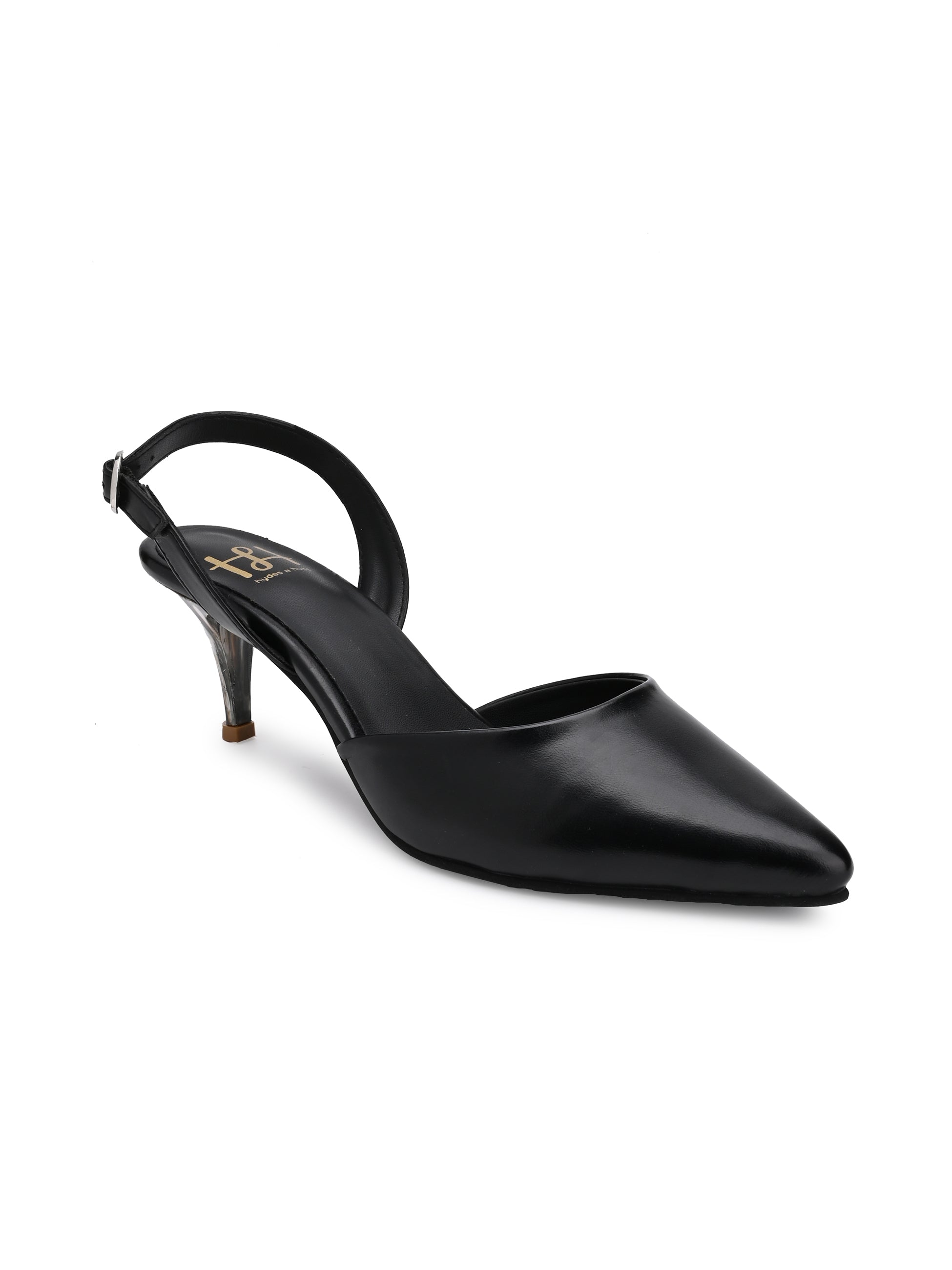 Hydes N Hues Black Stone Finished Kitten Heels