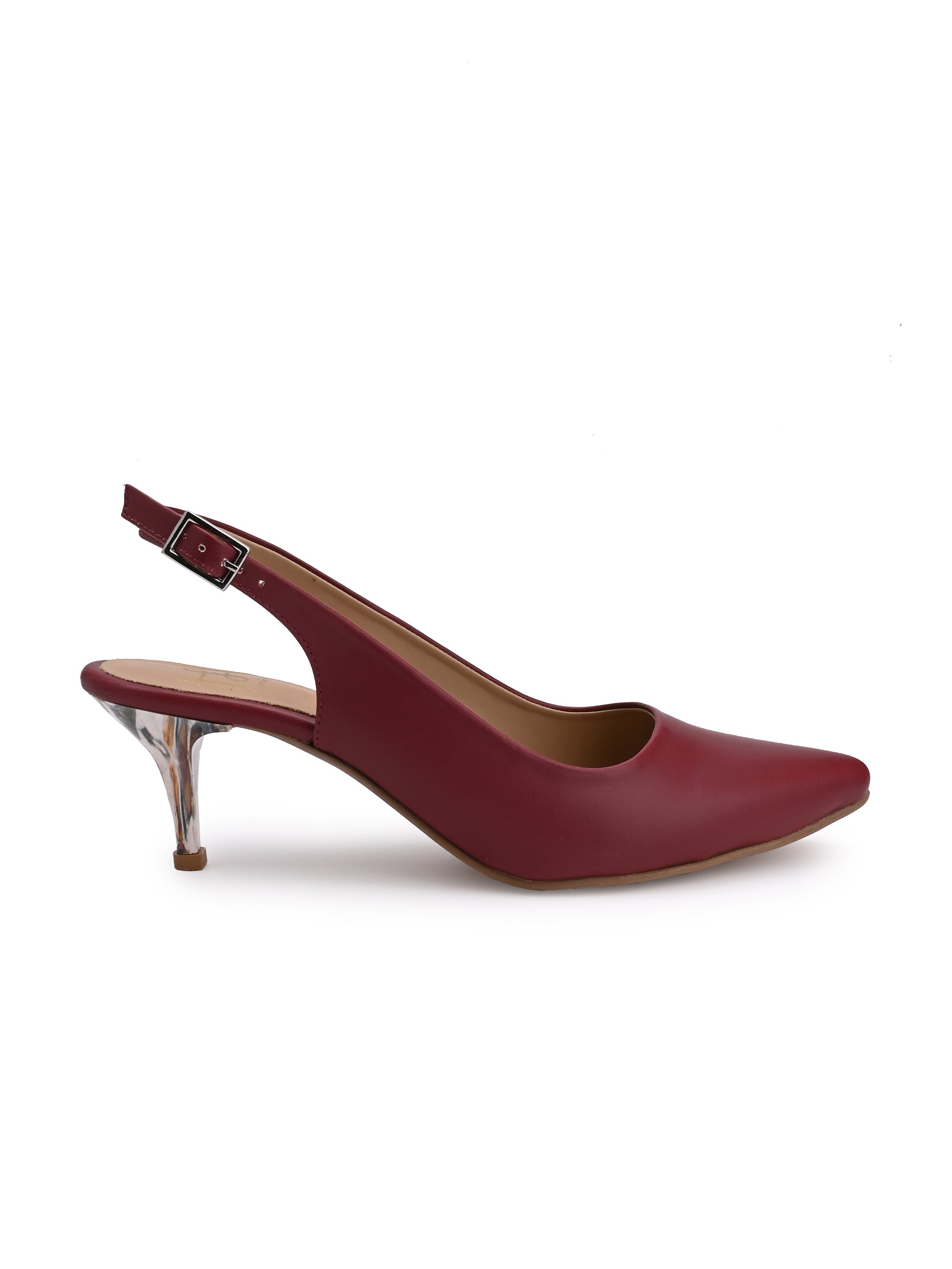 Hydes N Hues Maroon Stone Finished Kitten Heels