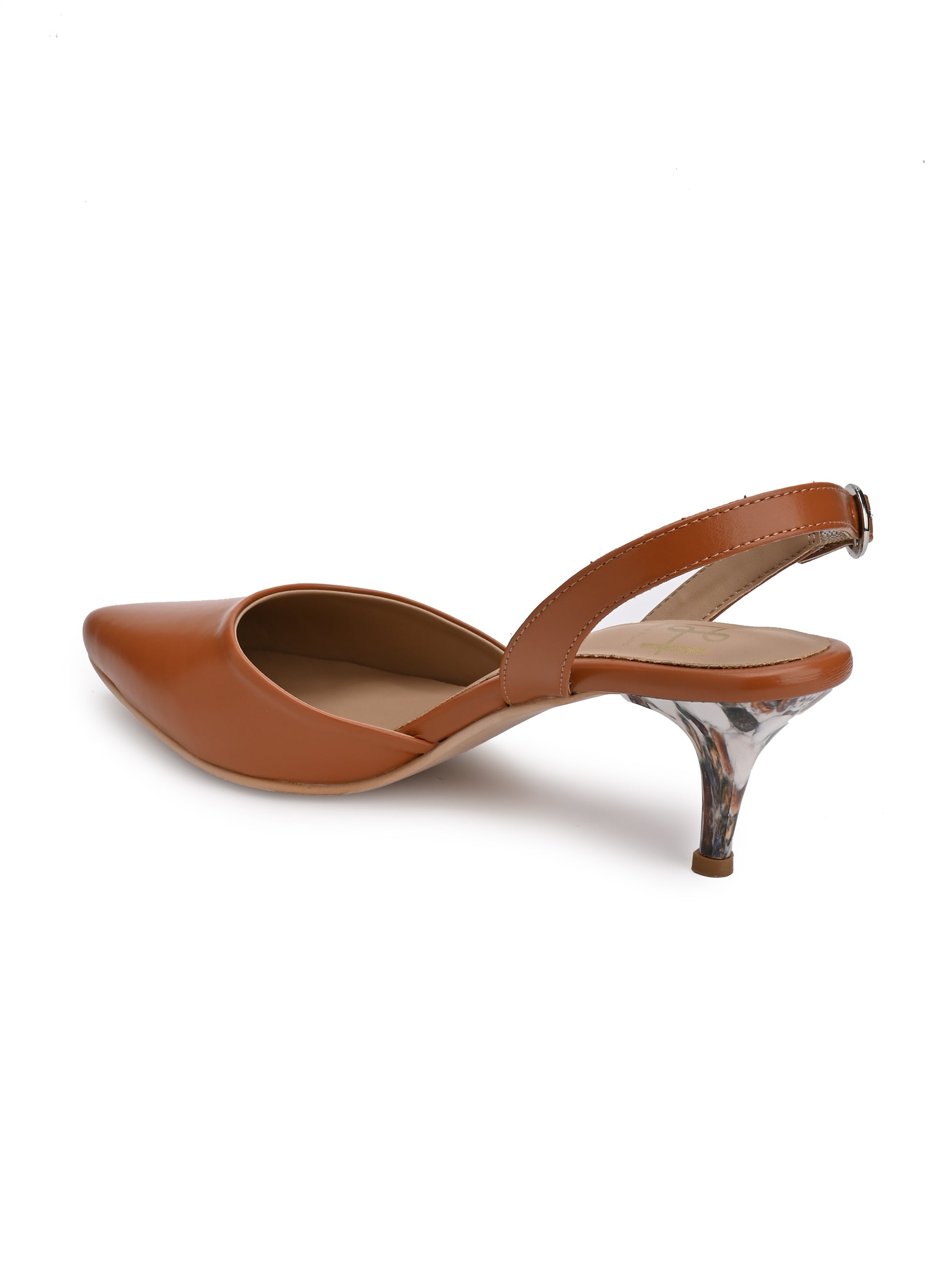 Hydes N Hues Tan Stone Finished Kitten Heels