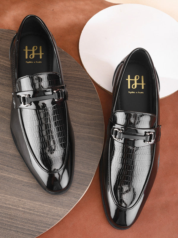 Hydes N Hues Black Formal Slip-Ons For Men