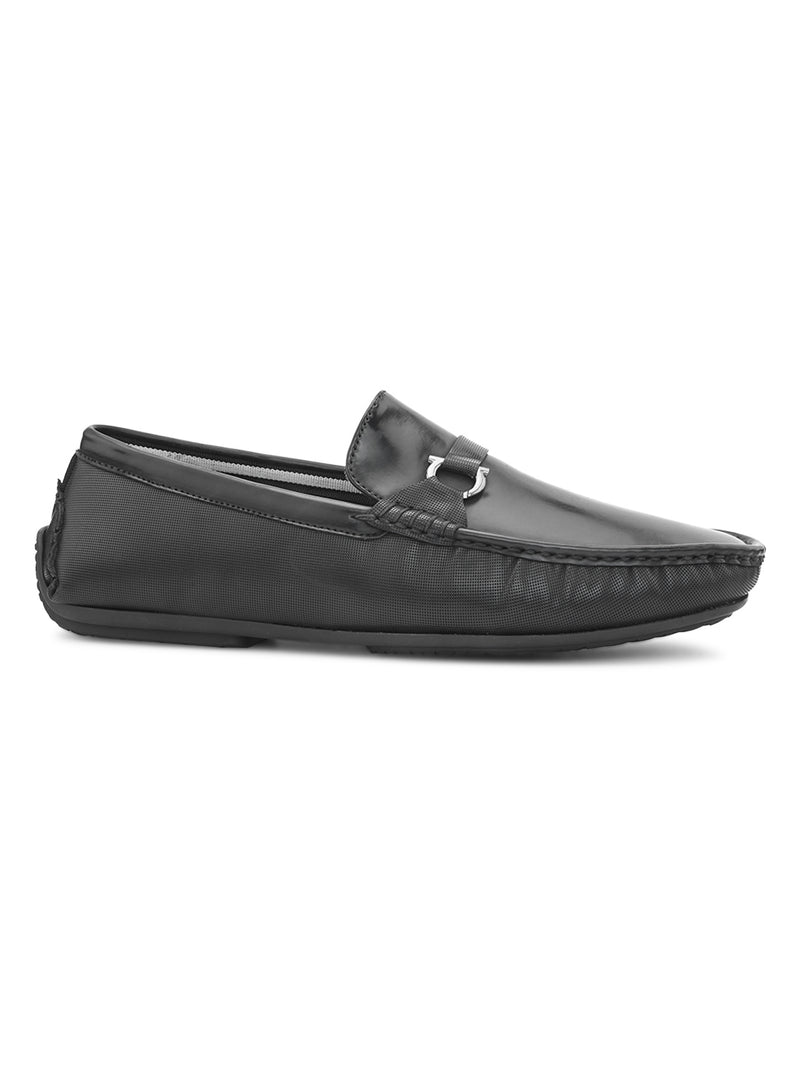 Hydes N Hues Men Black Glossy Loafer Shoes