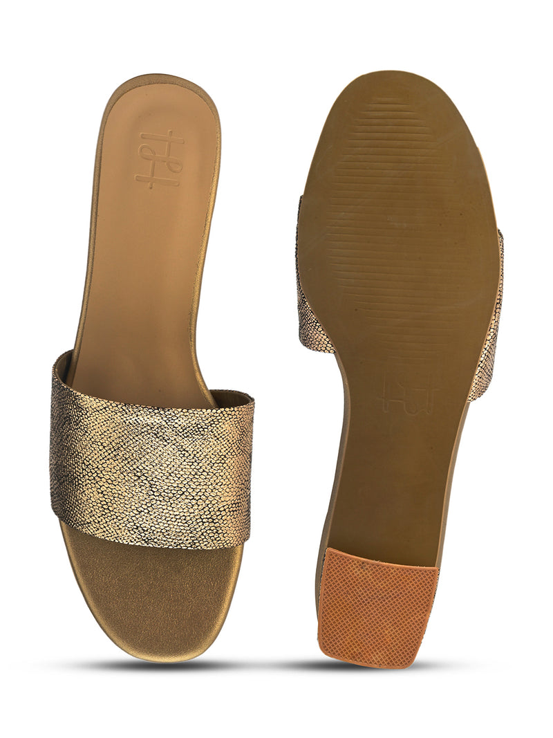 Hydes N Hues Gold Short Heels with Gun Metal