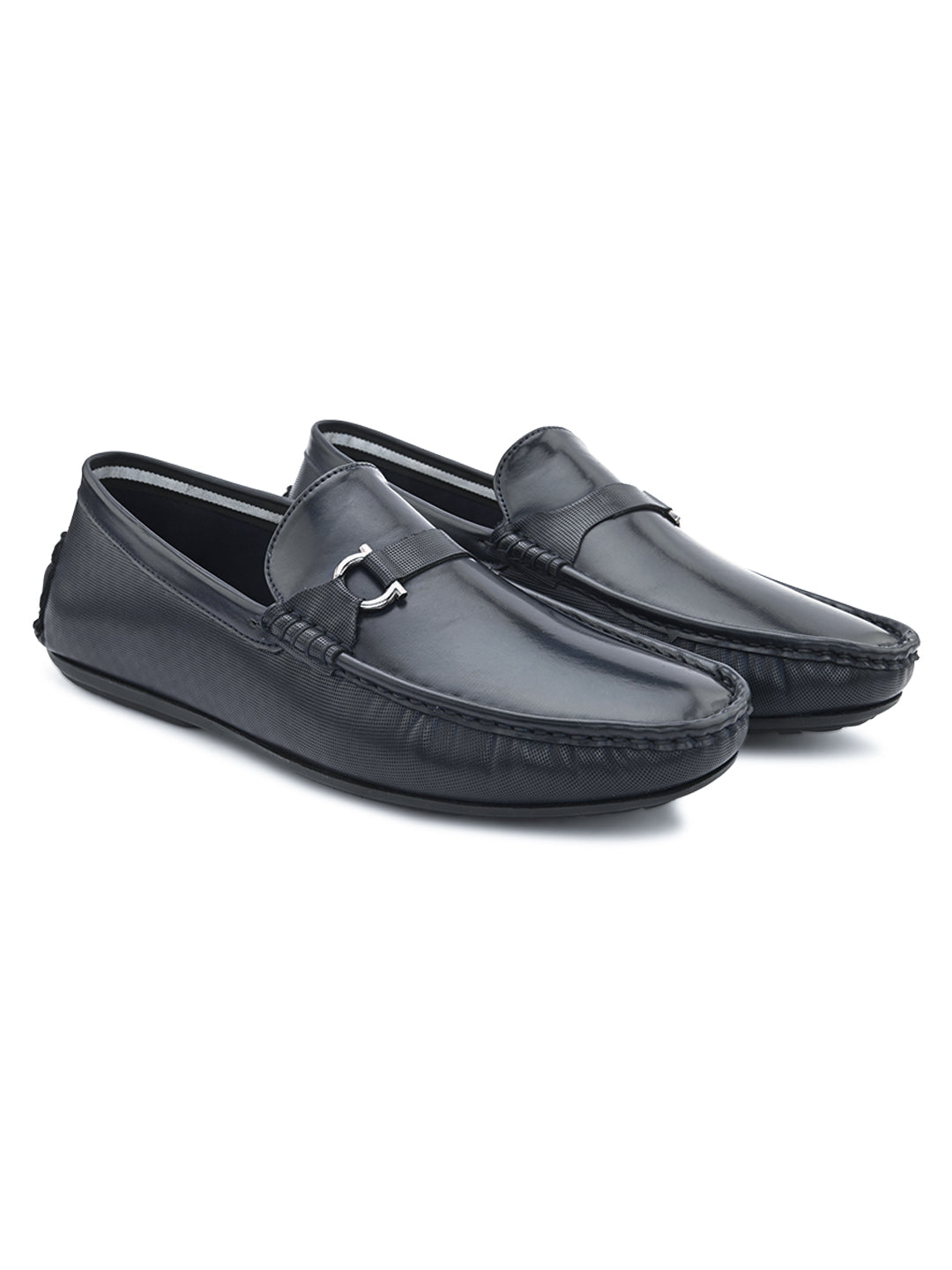 Hydes N Hues Men Blue Glossy Loafer Shoes