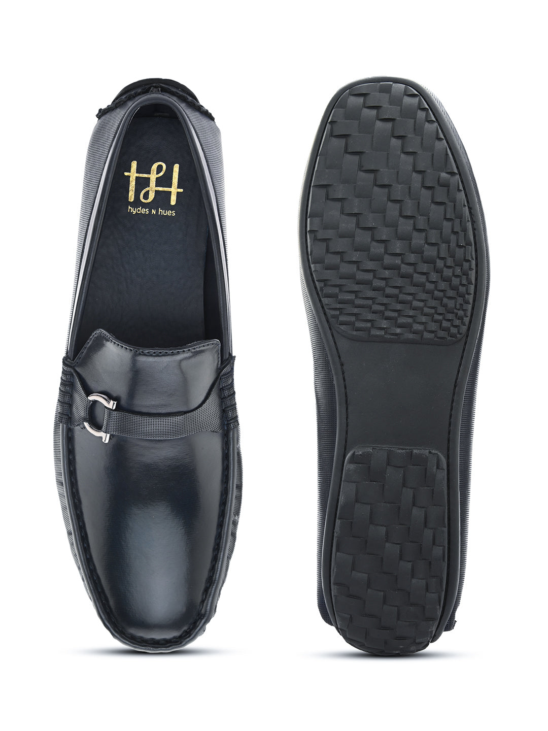 Hydes N Hues Men Blue Glossy Loafer Shoes